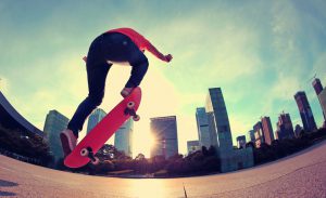 skateboarding at sunrise city